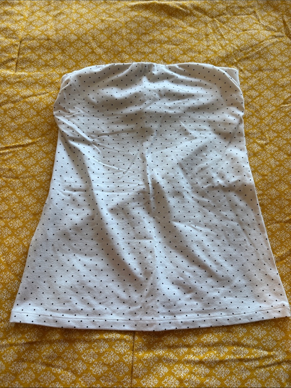 Express White Strapless Tube Top with black polka dots